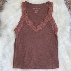 Soft & Sexy Mauve/Pink Lace Tank Top